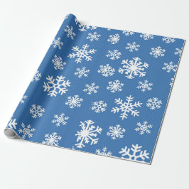 Papel De Presente Floco de neve branco e azul de Natal
