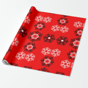 Papel De Presente floco de neve branco e vermelho de Natal de luxo