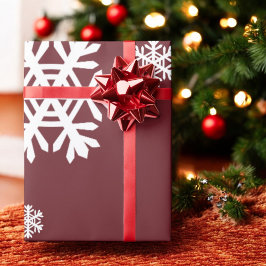 Papel De Presente Floco de neve branco no presente de feriado vermel