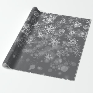 Papel De Presente Floco de neve branco preto inverno