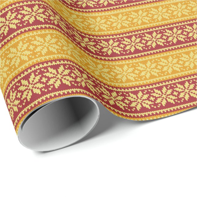 Papel De Presente Floco de Neve Brilhante Floco de Natal Vermelho Am (Ponta do rolo)