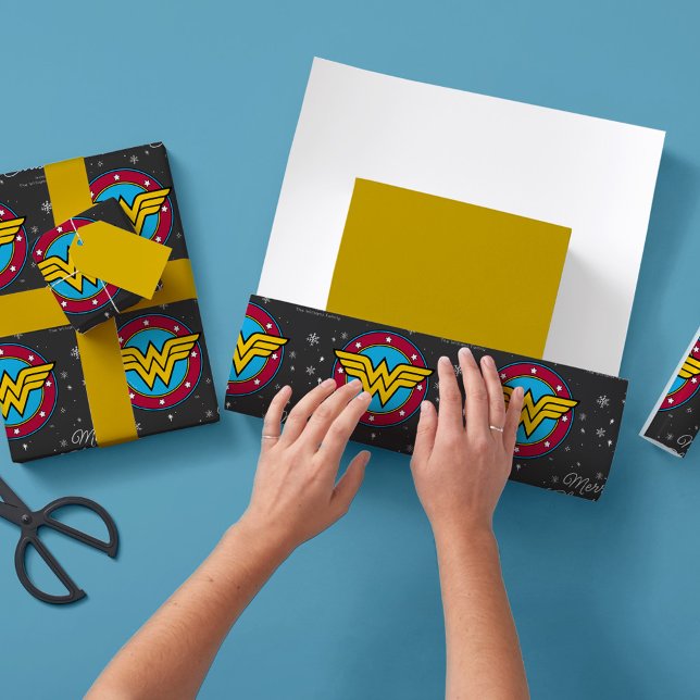 Papel De Presente Floco de Neve de Natal da Mulher Maravilha Persona (Criador carregado)