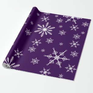 Papel De Presente Floco de Neve de Natal Em Roxo