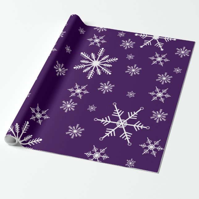 Papel De Presente Floco de Neve de Natal Em Roxo (Desenrolado)