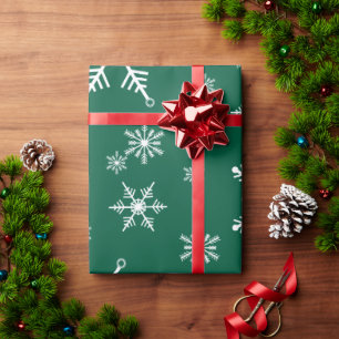 Papel De Presente Floco de Neve de Natal Em Verde
