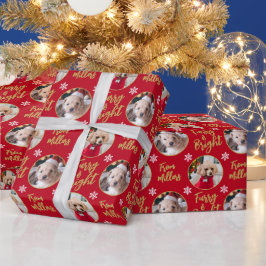 Papel De Presente Floco de neve de Natal Furry & Bright Dog
