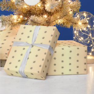 Papel De Presente Floco de Neve de Natal Metálico Dourado Festivo