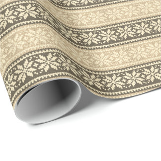 Papel De Presente Floco de neve de Natal Neutral Knit Moderno Invern