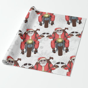 Papel De Presente Floco de neve de Papais noeis Biker divertidos