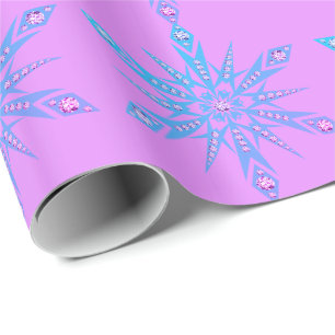 Papel De Presente Floco de neve Diamante retro meio século azul roxo