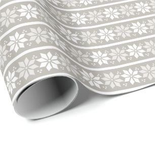 Papel De Presente Floco de neve elegante cinza branco Natal Feriad