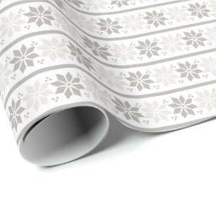 Papel De Presente Floco de neve elegante cinza branco Natal Férias