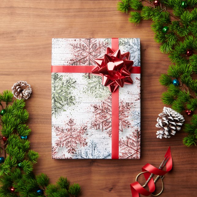 Papel De Presente Floco de Neve Escandinavo Rústico (Presente de Natal)