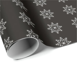 Papel De Presente Floco de neve Feriado Design Negro Natal Branco