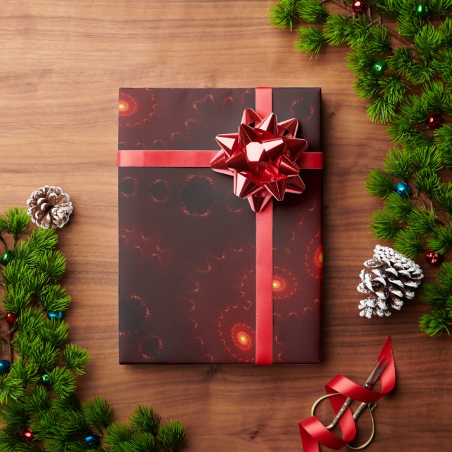 Papel De Presente Floco de neve Gótico de Borgonha Vermelha Escura (Presente de Natal)