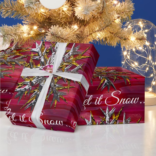 Papel De Presente Floco de neve grande sobre Paris 2 especializado  (Feriados)