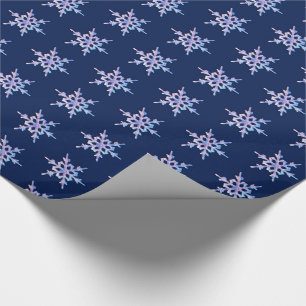 Papel De Presente Floco de neve iridescente em azul escuro