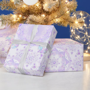 Papel De Presente floco de neve lilás claro & coração cintilante