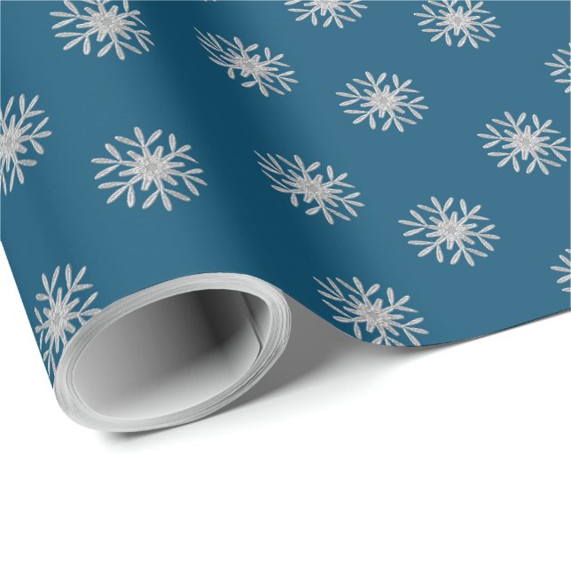 Papel De Presente Floco de Neve Prateado (Ponta do rolo)