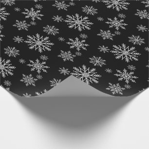 Papel De Presente Floco de neve preto e branco