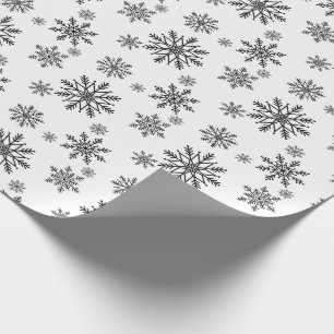 Papel De Presente Floco de neve preto e branco 2