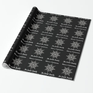 Papel De Presente Floco de neve preto e de prata personalizado