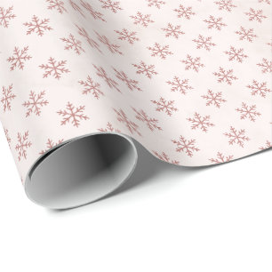 Papel De Presente Floco de neve rosa elegante Natal
