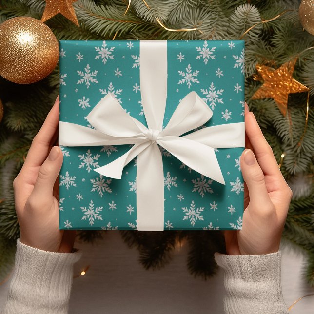 Papel De Presente Floco de Neve Silver Elegante | Feriado de inverno (Criador carregado)