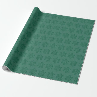 Papel De Presente Floco de Neve Verde Russo Monocromático Escuro e P