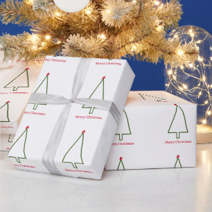 Papel De Presente Floco de Neve Vermelho de Árvore de Natal Verde Si