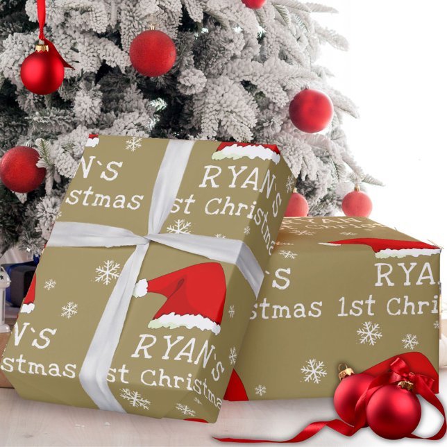 Papel De Presente Floco de Neve Vermelho de Papai Noel de Natal (Criador carregado)