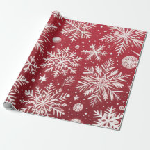 Flocos de Natal Vermelhos Brancos Neve Decoupage