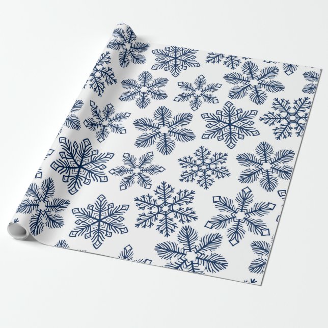 Papel De Presente Flocos de neve azuis (Desenrolado)