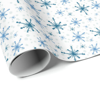 Papel De Presente Flocos de Neve Azuis