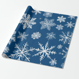 Papel De Presente Flocos de Neve Azuis de Inverno
