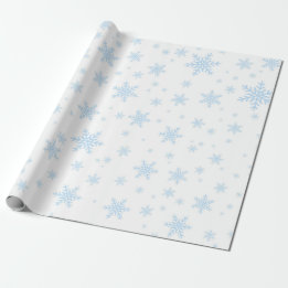 Papel De Presente Flocos de neve azuis em branco