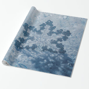 Papel De Presente Flocos de neve azuis prateados