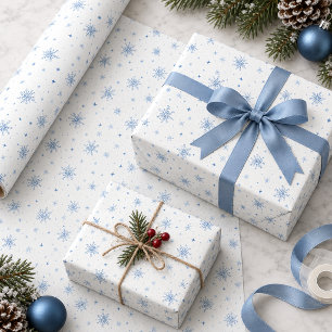 Papel De Presente Flocos de Neve Azul Gelo em Branco Opcional ID1334