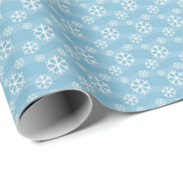 Papel De Presente Flocos de neve brancos azul claro
