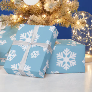 Papel De Presente Flocos de neve brancos chic padrão nórdico no az