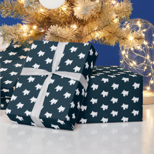 Papel De Presente Flocos de neve, brancos e azuis, Feriados de inver