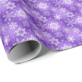 Papel De Presente flocos de neve brancos em roxo