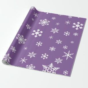 Papel De Presente Flocos de neve brancos negros no Feriado Roxo Dust