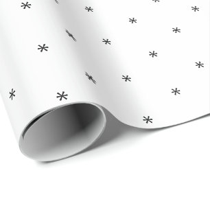 Papel De Presente Flocos de neve brancos pretos do Natal Feriado bon