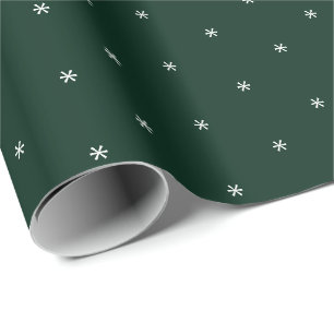 Papel De Presente Flocos de neve brancos, verdes e brancos, verdes,