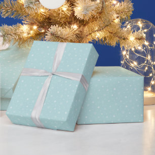 Papel De Presente Flocos de Neve Caprichosos em Padrão Azul Água
