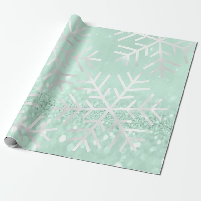 Papel De Presente Flocos de neve Cinza de Natal (Desenrolado)