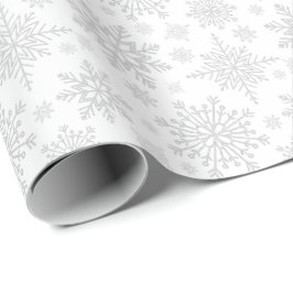 Papel De Presente Flocos de neve com brilho de prata