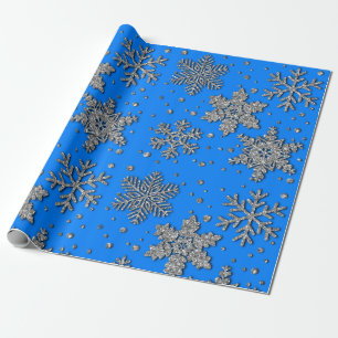 Papel De Presente Flocos de neve com brilho prateado espumante