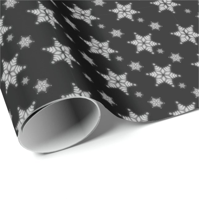 Papel De Presente Flocos de Neve com Foco Suave (Ponta do rolo)